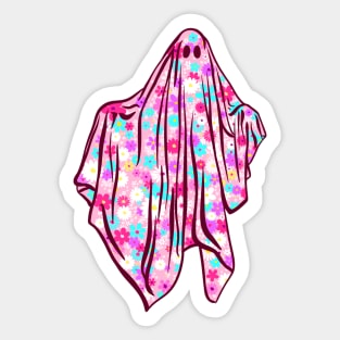 Groovy Retro Floral Ghost Sticker